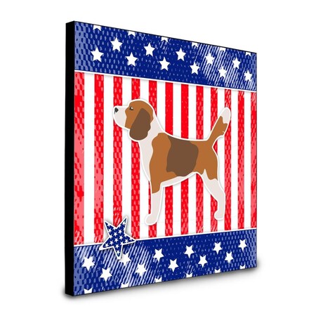 Carolines Treasures 8 x 8 x 0.625 in. USA Patriotic Beagle Artwork Panel Wall Decor BB3310UP88